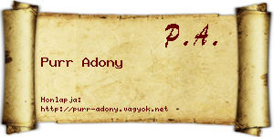 Purr Adony névjegykártya